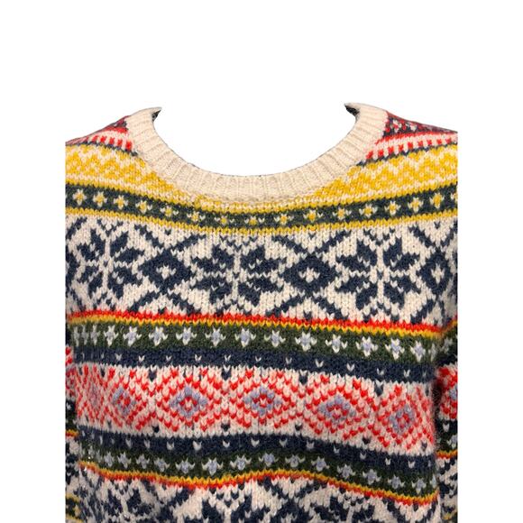 Old Navy Fair Isle Snowflake Knit Sweater Sz S Multicolor Pullover Holidays Xmas - Picture 2 of 5